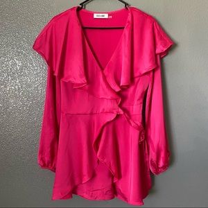 DO+BE size S Romper Womens Wrap Style With Open Side Tie Waist Wide Leg Pink